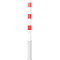Barrier posts | Steel tube  76 x 2,6 mm | Removable, with triangular locking mechanism | hot-dip galvanized and white coatedwith three red reflecting stripes | with 1 eyelet